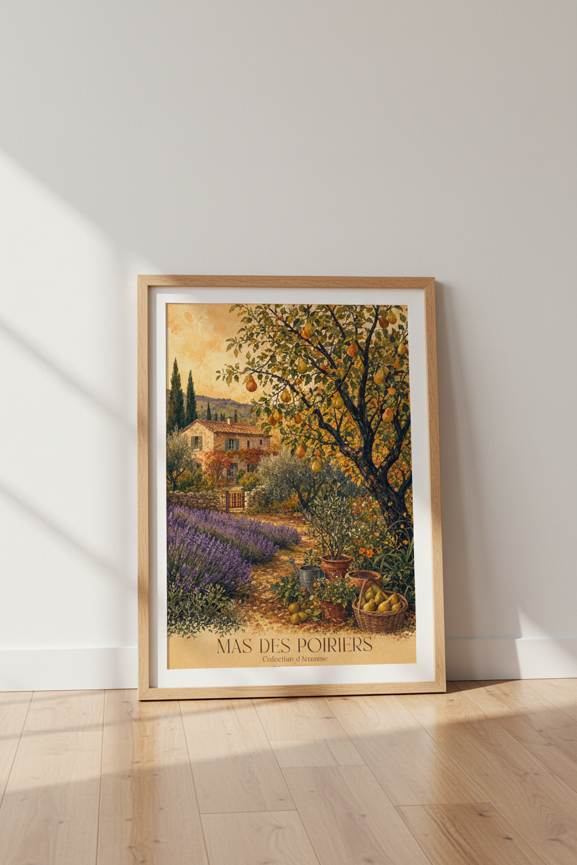 Provence Landscape Art | French Farmhouse Poster, Autumn Kitchen Decor