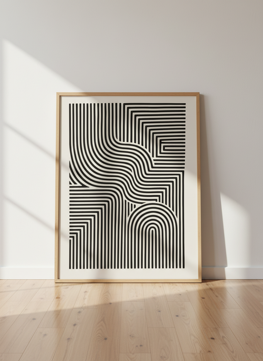 Minimalist Abstract Geometric Wall Art Print | Modern Living Room Decor | Mid Century Aesthetic Poster