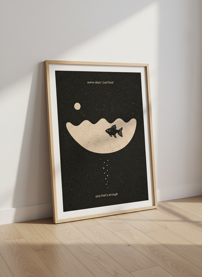 Minimalist Fish Wall Art | Serene Quote Poster, Boho Ocean Print | Living Room Decor