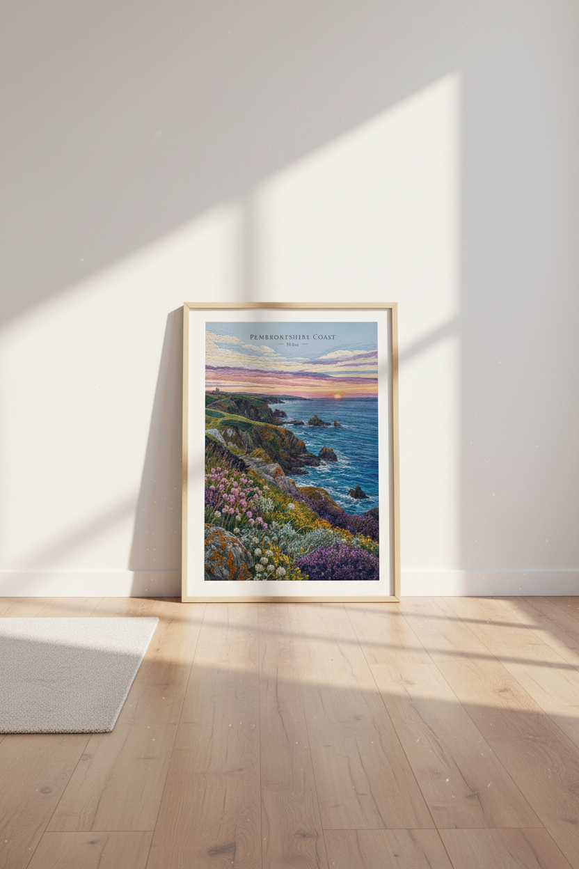 Pembrokeshire Coast Wales Wall Art | Coastal Sunset Print, Nature Decor