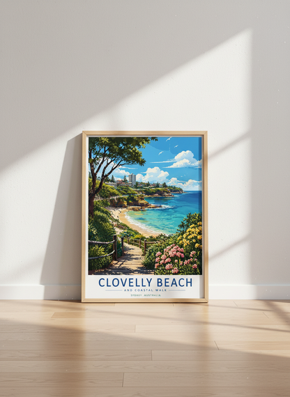 Clovelly Beach Sydney Australia Wall Art | Coastal Path Decor | Travel Poster