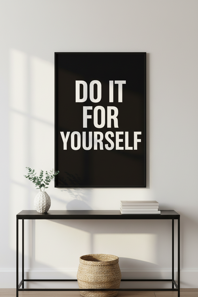 Minimalist Inspirational Quote Wall Art Print | Office Gym Decor | Motivational Poster | "Do It For Yourself" Canvas