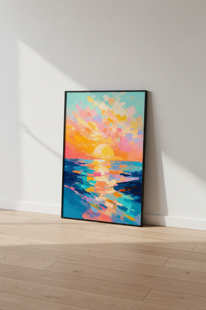 sunset ocean print | Vibrant Impressionist Colors, Coastal Bedroom