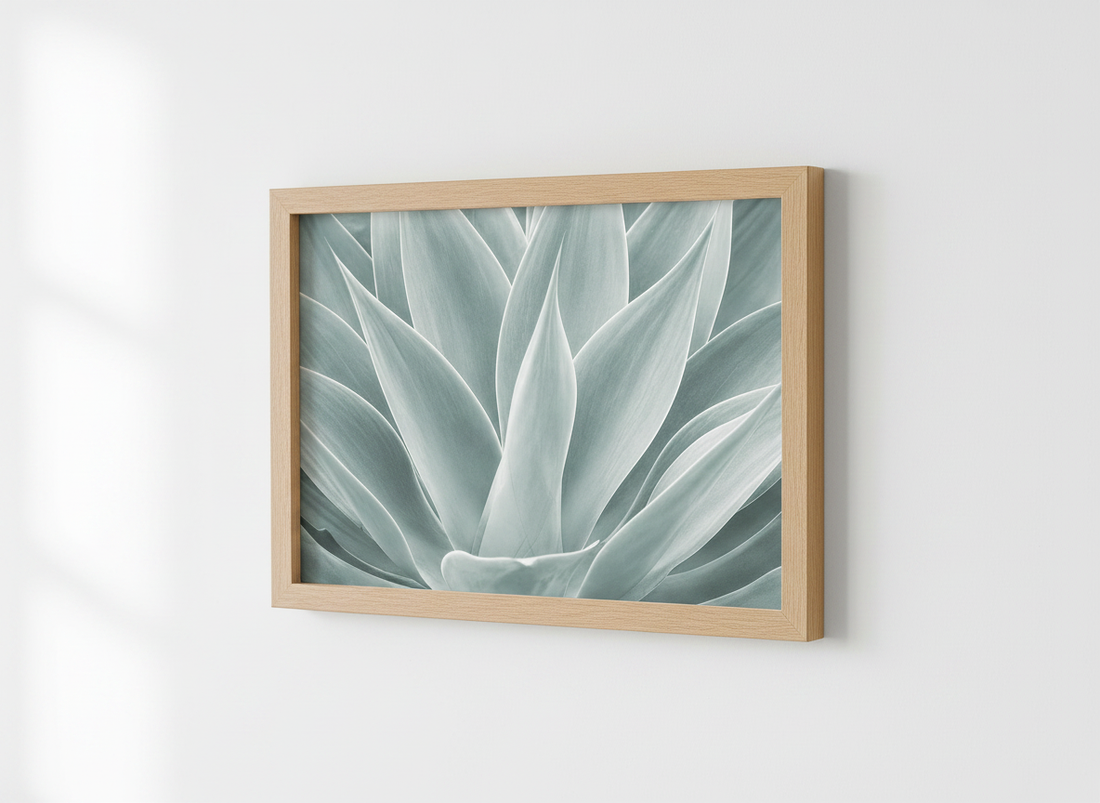 Abstract Botanical Wall Art Print | Minimalist Living Room Decor | Light Green Agave Leaf Poster | Modern Nature Gallery Wall