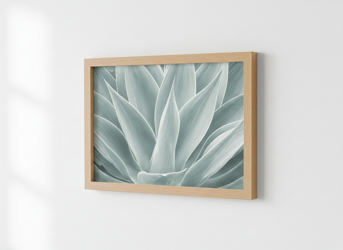 Abstract Botanical Wall Art Print | Minimalist Living Room Decor | Light Green Agave Leaf Poster | Modern Nature Gallery Wall