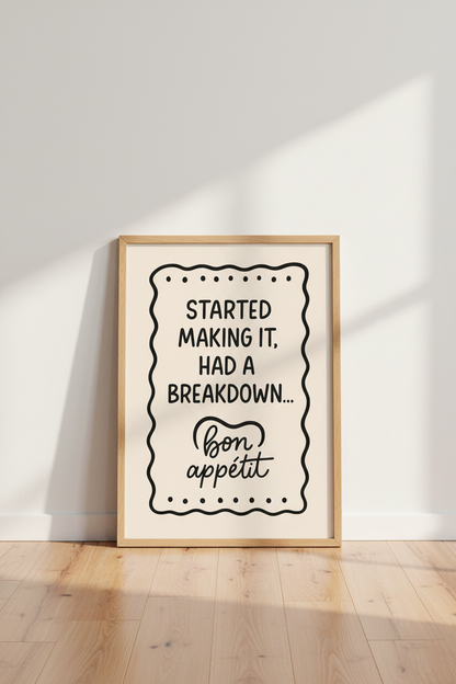 Funny Kitchen Quote Wall Art Print | Dining Room Decor | Humorous Cooking Poster | Chef Gift Idea | Bon Appetit Print