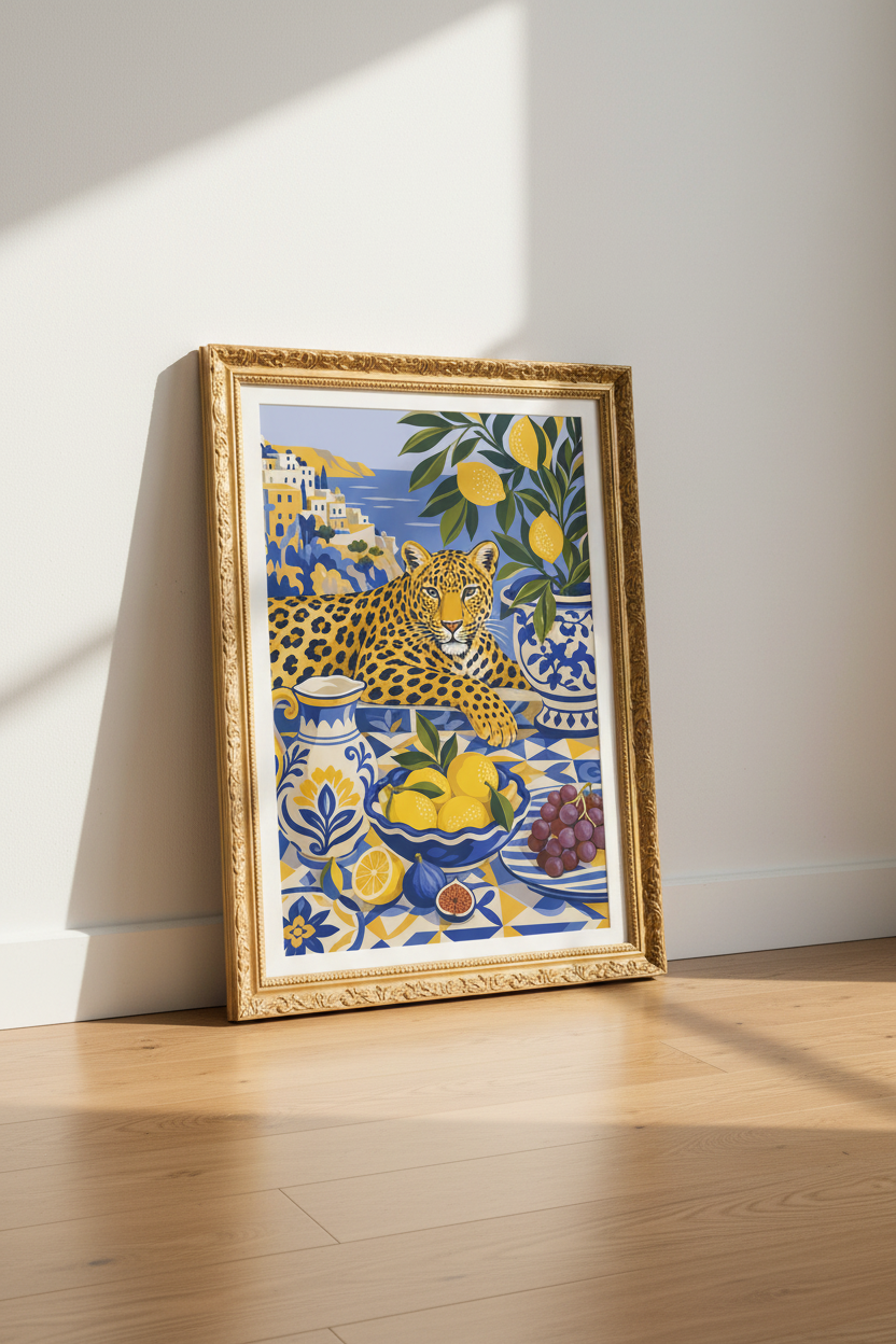 Mediterranean poster | Leopard &amp; Lemon Still Life Kitchen Decor