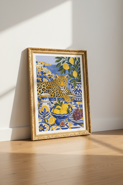 Mediterranean poster | Leopard &amp; Lemon Still Life Kitchen Decor