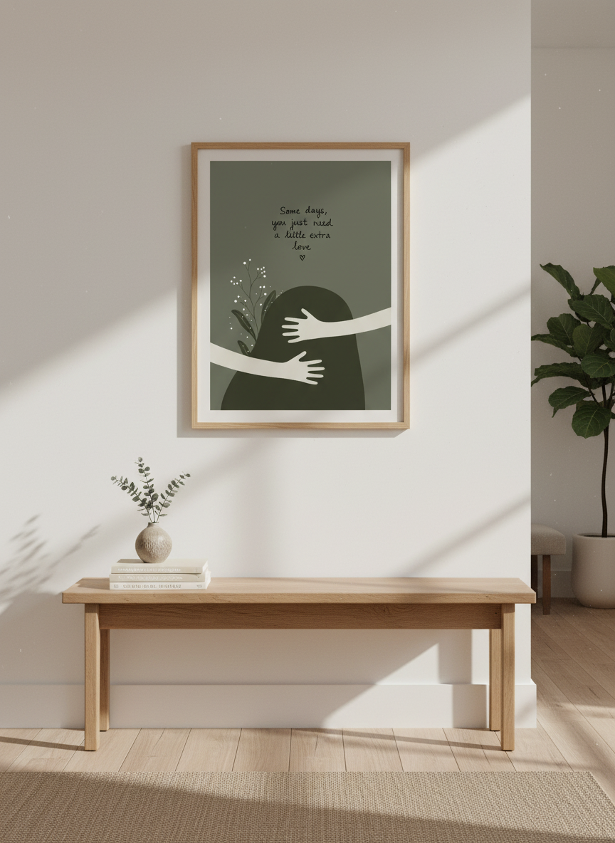 Extra Love Hug Wall Art Print | Boho Bedroom Decor | Cozy Quote Poster