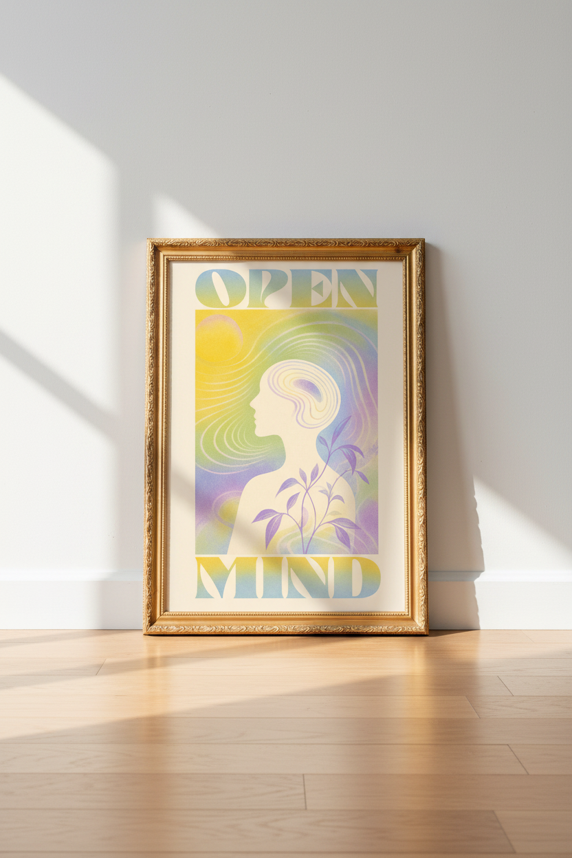Open Mind Poster | Pastel Abstract, Bedroom Decor