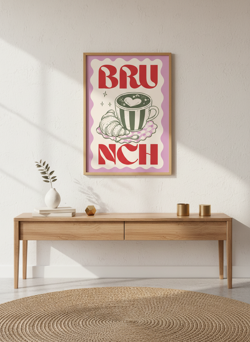 Brunch Cafe Wall Art Print | Kitchen Decor Coffee Poster | Retro Food Aesthetic