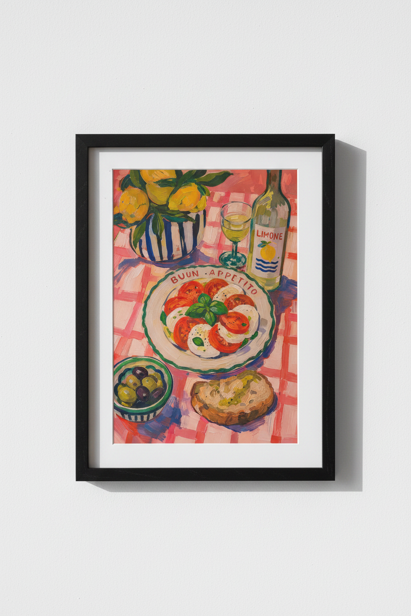 Caprese Wall Art Print | Painterly Kitchen Decor | Colorful Poster