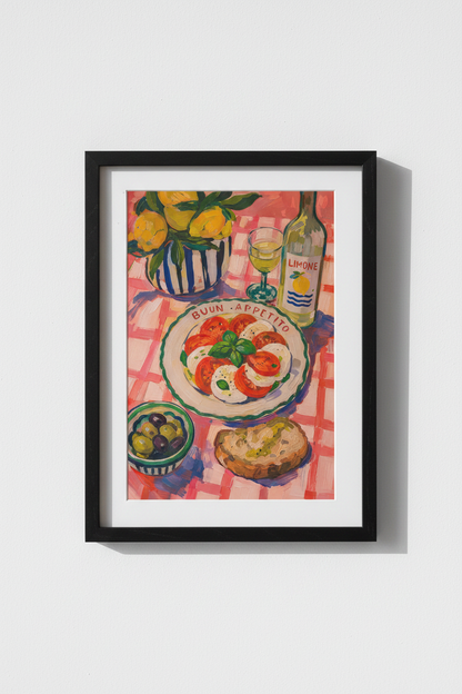 Caprese Wall Art Print | Painterly Kitchen Decor | Colorful Poster