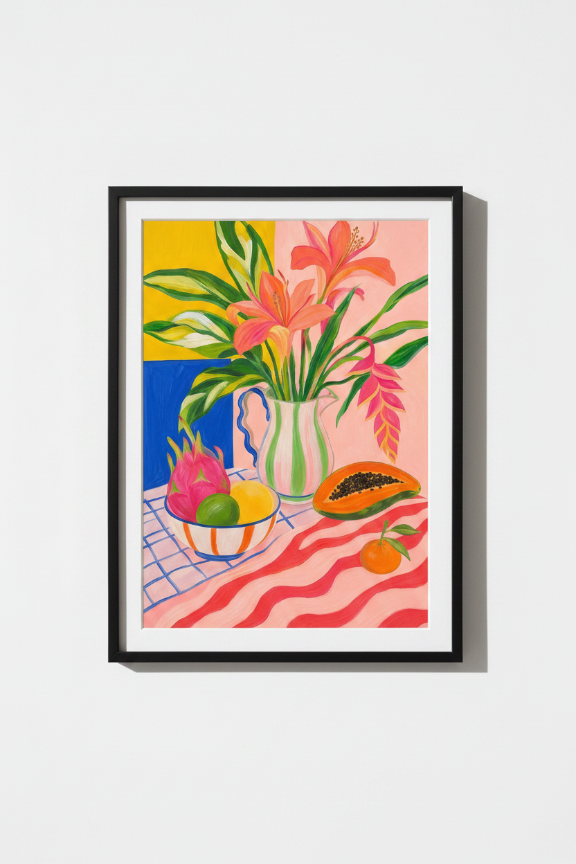 tropical still life | colorful botanical, kitchen decor