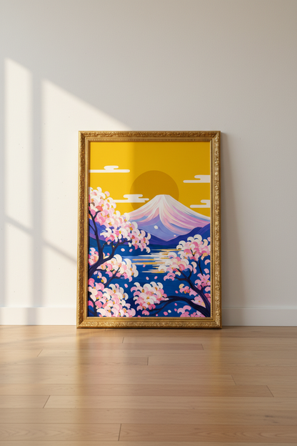 sakura wall art | Pastel Mount Fuji, Living Room Decor