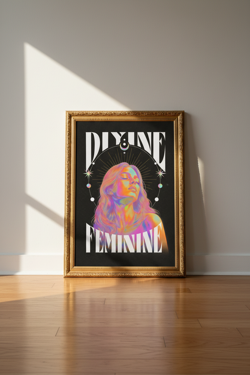 divine feminine art | psychedelic rainbow portrait, bedroom decor
