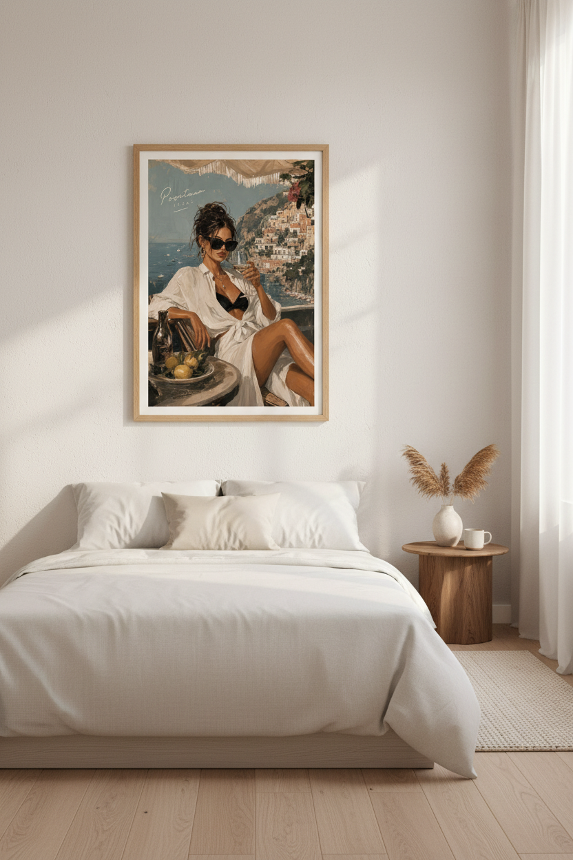 Positano Italy Wall Art Print | Amalfi Coast Fashion Poster | Mediterranean Decor