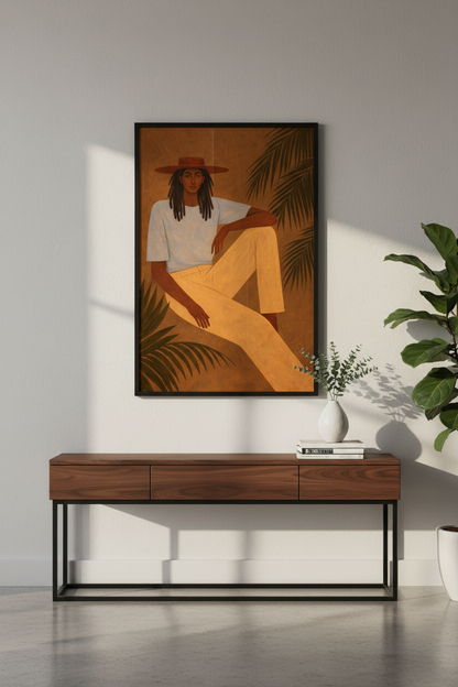 Bohemian Woman Portrait Framed Wall Art | Living Room Decor | Ethnic Aesthetic Poster | Modern Eclectic Ready to Hang