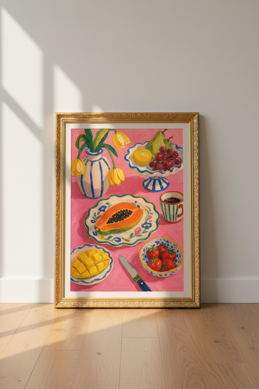 colorful still life | Impressionist Fruit Print, Kitchen Decor
