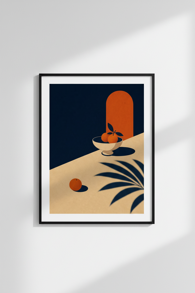 Minimal Still Life | Navy Orange Abstract Kitchen Decor