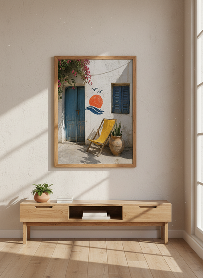 Rustic Aegean Coast Print | Mediterranean Wall Art, Greece Decor | Boho Travel Art Gift