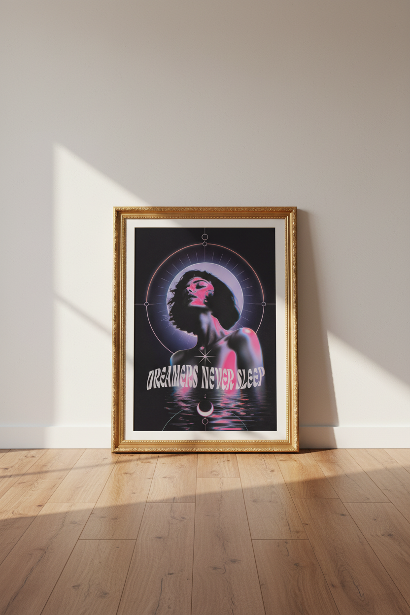 synthwave poster print | Neon Portrait, Bedroom Decor, Retro Aesthetic