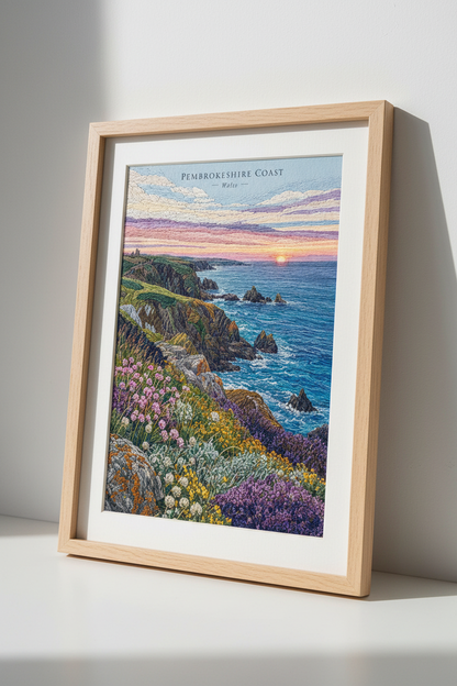 Pembrokeshire Coast Wales Wall Art | Coastal Sunset Print, Nature Decor