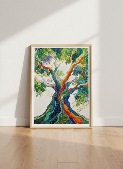 Rainbow Tree of Life Wall Art | Colorful Botanical Print | Modern Boho Decor