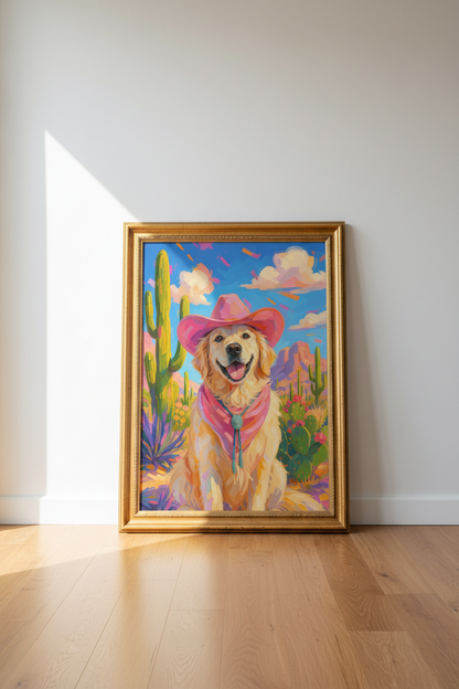 golden retriever art | Colorful Southwestern, Nursery Livingroom