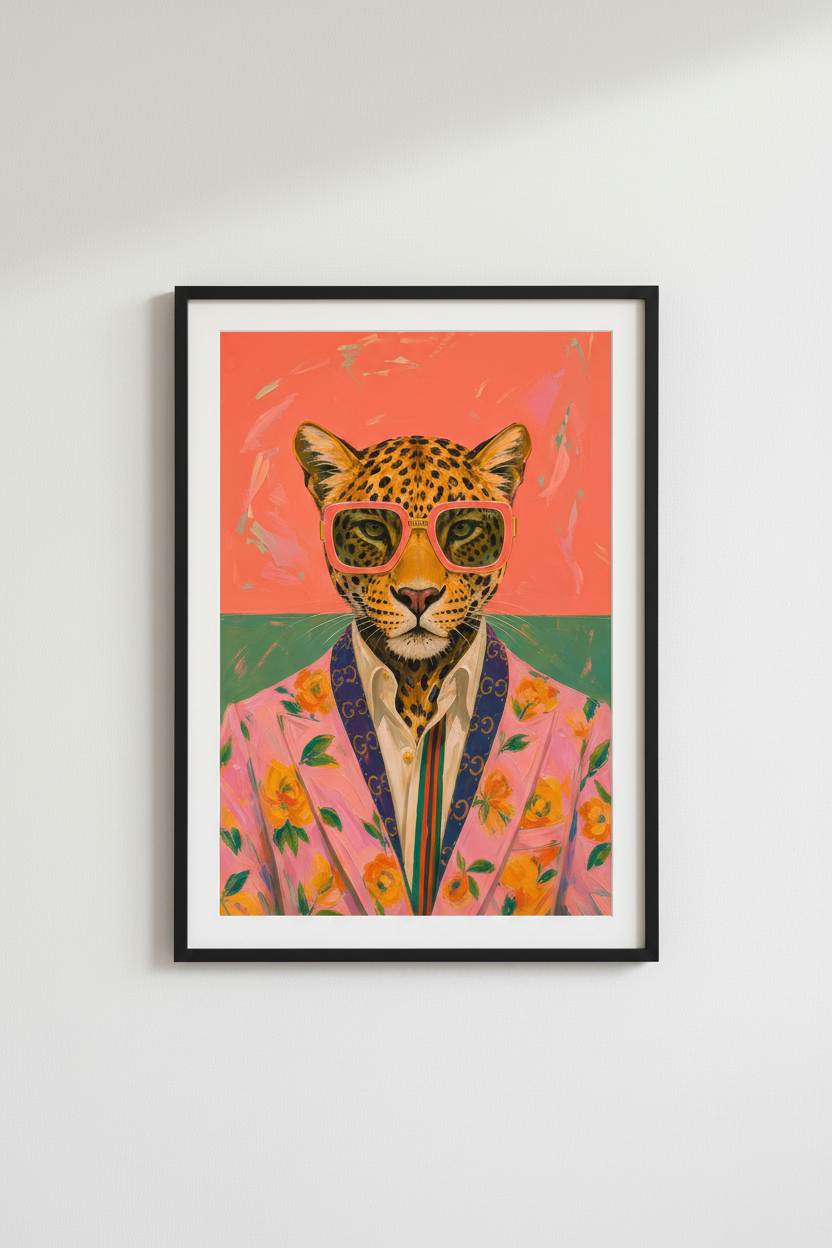 leopard wall art | Colorful Animal Print, Living Room Decor