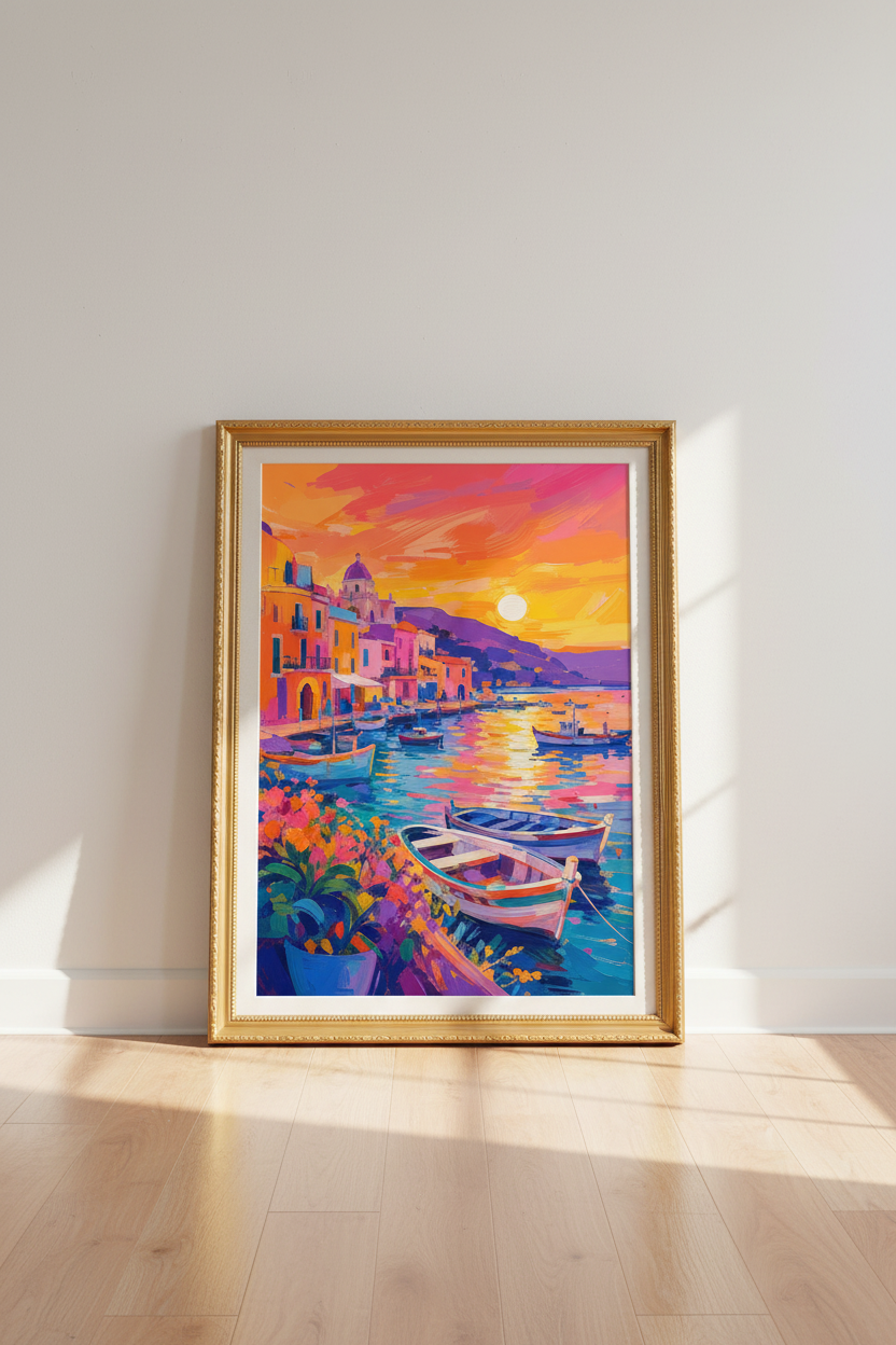 Colorful Coastal Art | Impressionist Sunset, Living Room