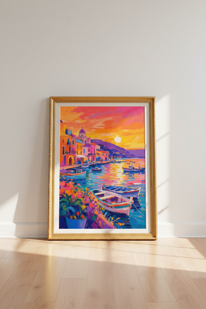 Colorful Coastal Art | Impressionist Sunset, Living Room