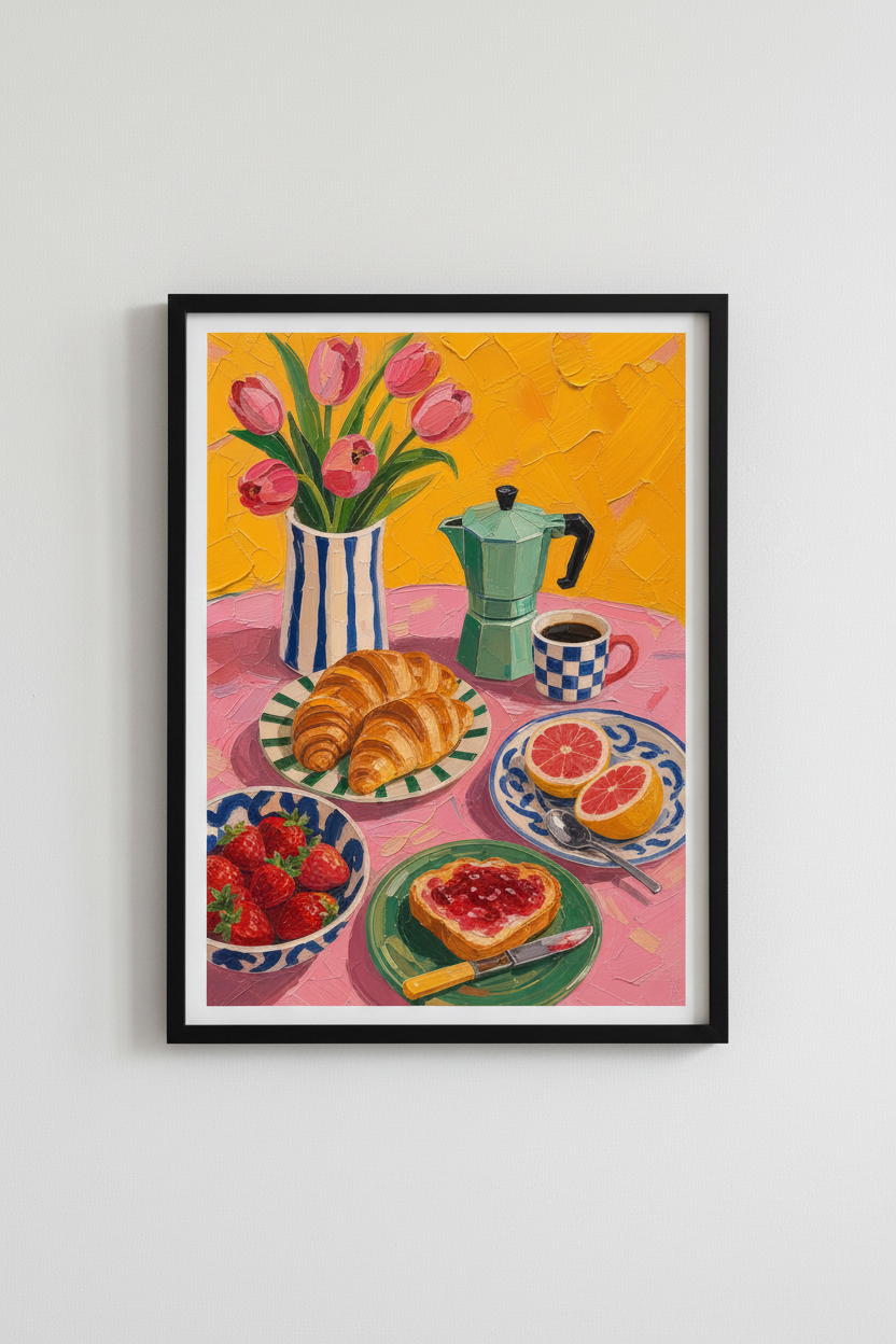 Still Life Print | Colorful Impasto Kitchen Decor, Modern Poster