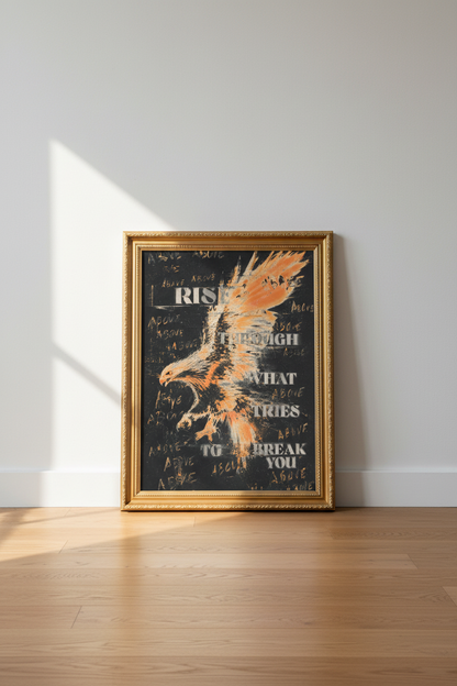 eagle poster print | distressed orange black, office decor