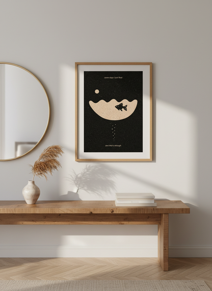 Minimalist Fish Wall Art | Serene Quote Poster, Boho Ocean Print | Living Room Decor