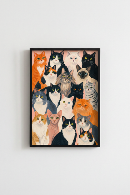 cat wall art print | colorful whimsical living room decor