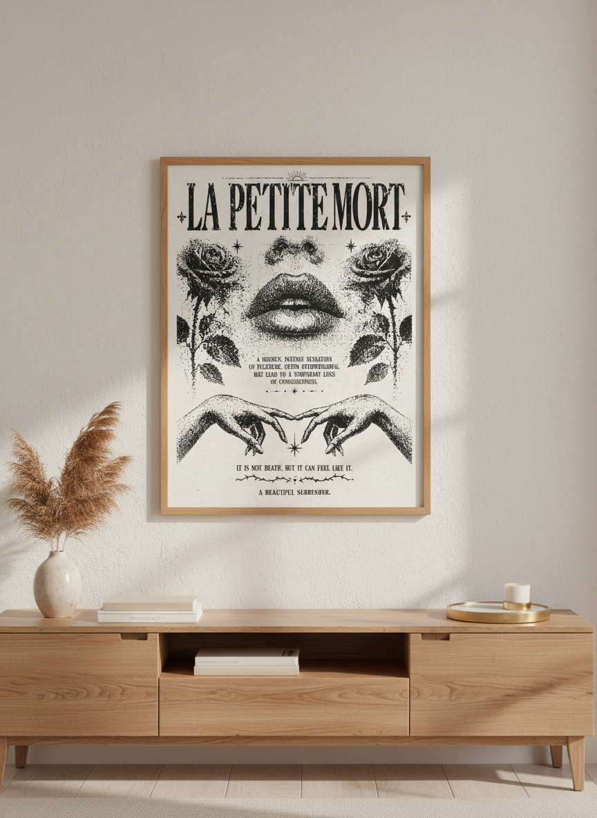 La Petite Mort Art Print | Romantic Skull Rose Decor | Dark Academia Poster