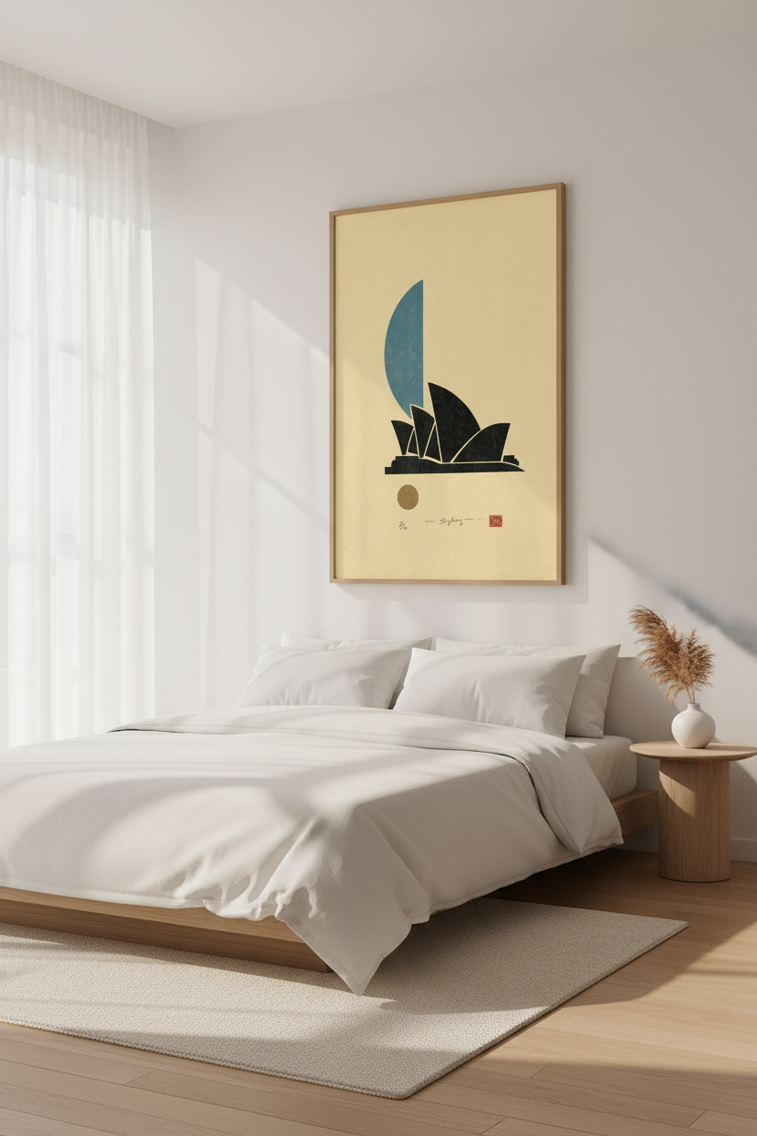 Sydney Opera House Art | Minimalist Bauhaus Print, Modern Travel Decor