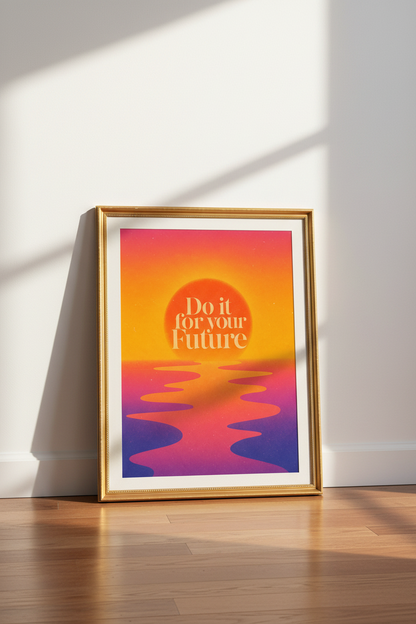 motivational poster | Retro Sunset Gradient, Office Decor