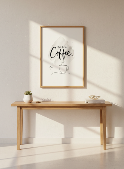 But First, Coffee Wall Art | Kitchen Decor, Cafe Print, Minimalist Coffee Lover Gift