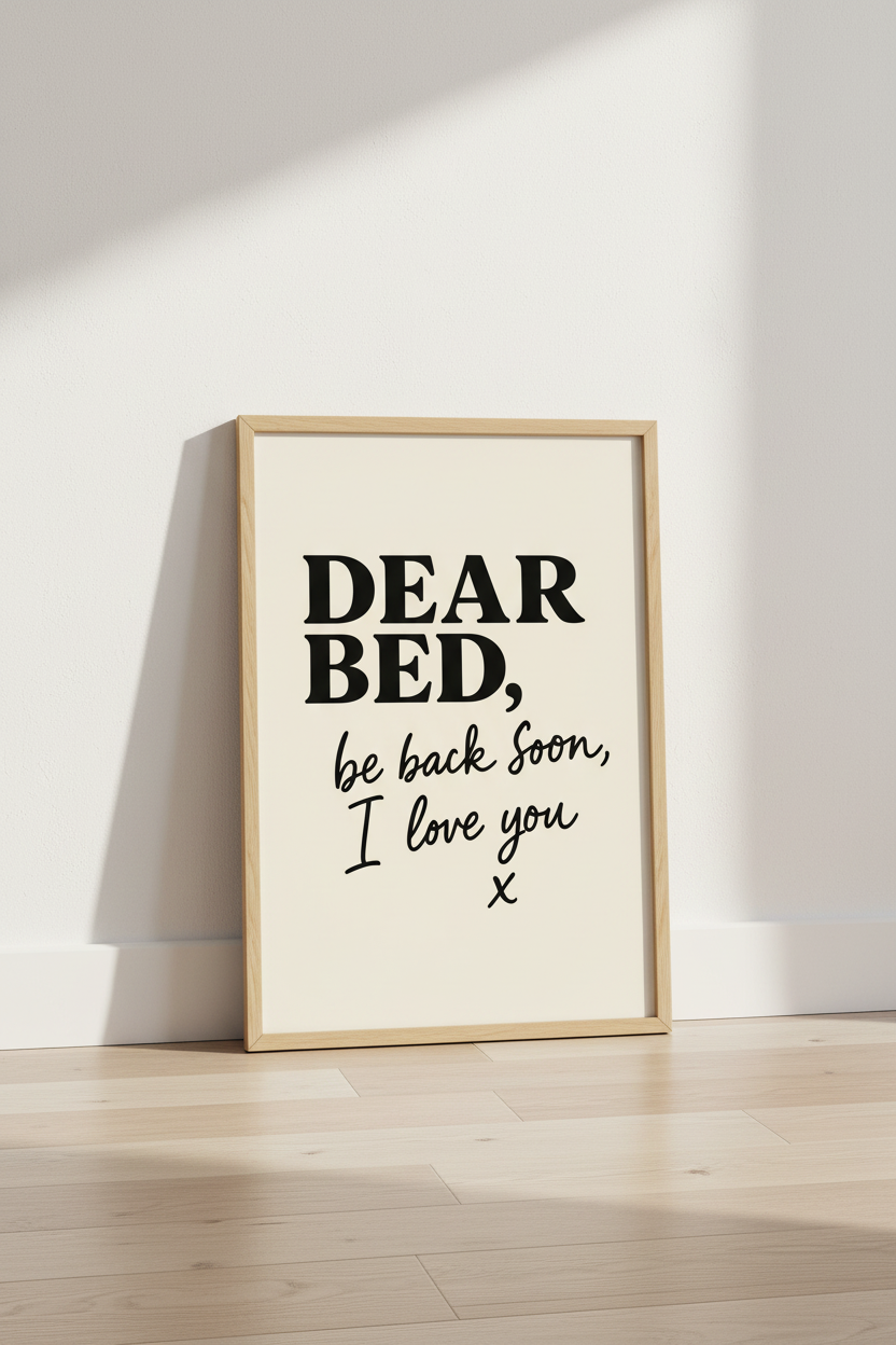 Humorous Typography Framed Wall Art | Bedroom Decor | Funny Quote Poster | Black &amp; Beige Art Print | Ready To Hang