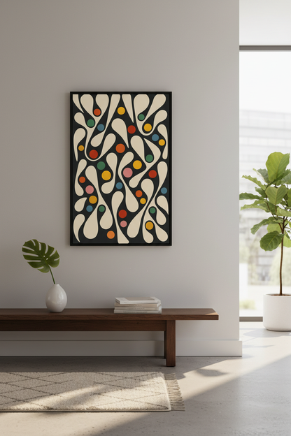 Abstract Swirl Wall Art Print | Mid Century Modern Wall Decor | Psychedelic Retro Framed Art