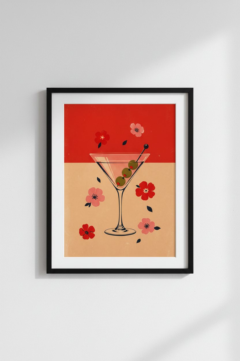 cocktail poster | Retro Martini Art, Bar Decor