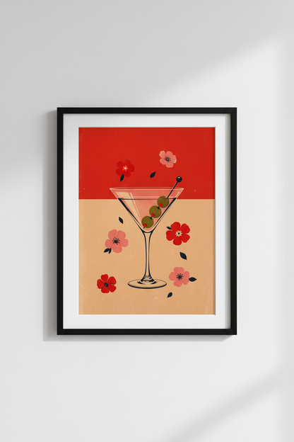 cocktail poster | Retro Martini Art, Bar Decor
