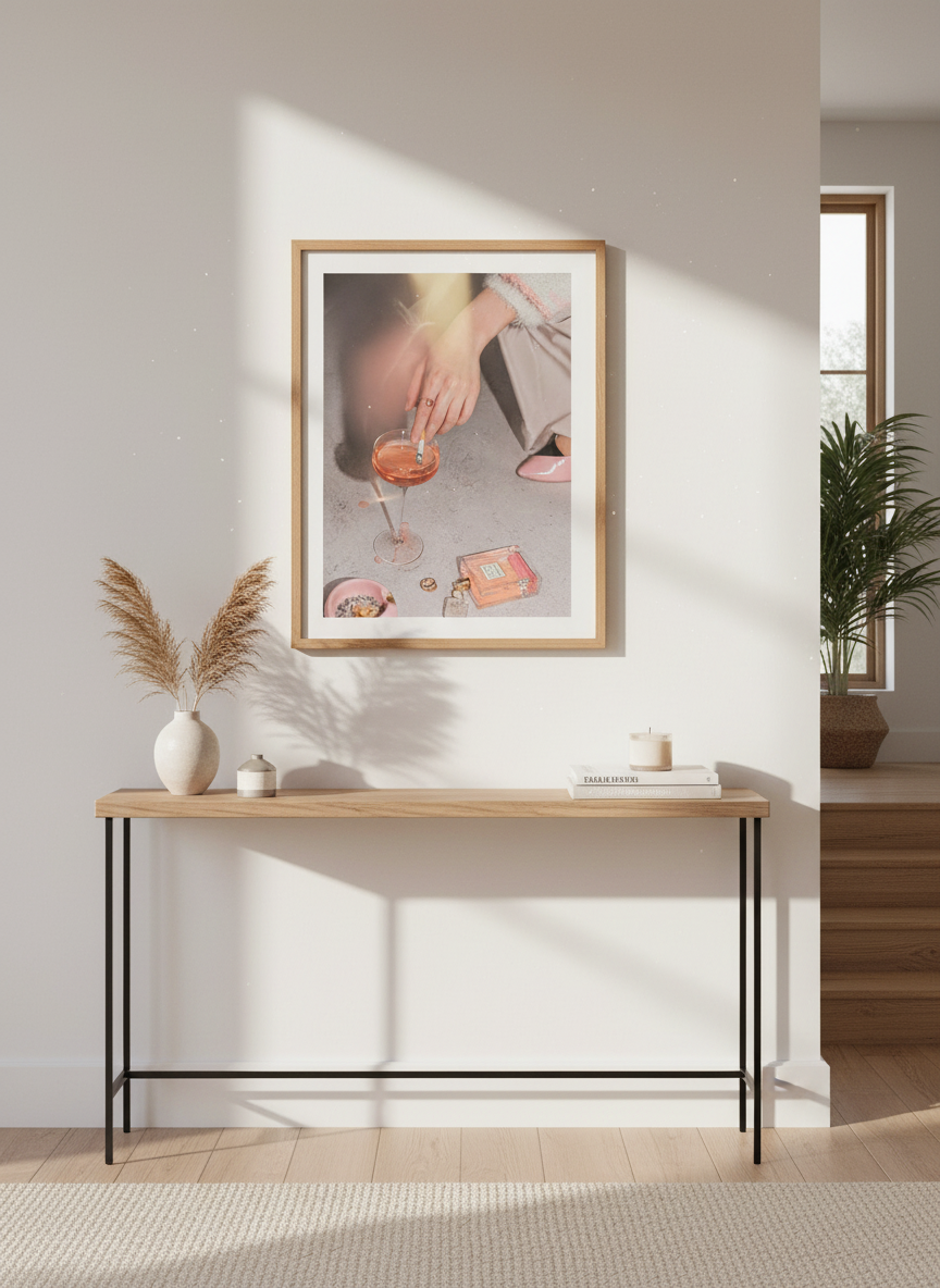 Chic Champagne &amp; Cigarette Wall Art Print | Trendy Bar Cart Decor | Aesthetic Poster
