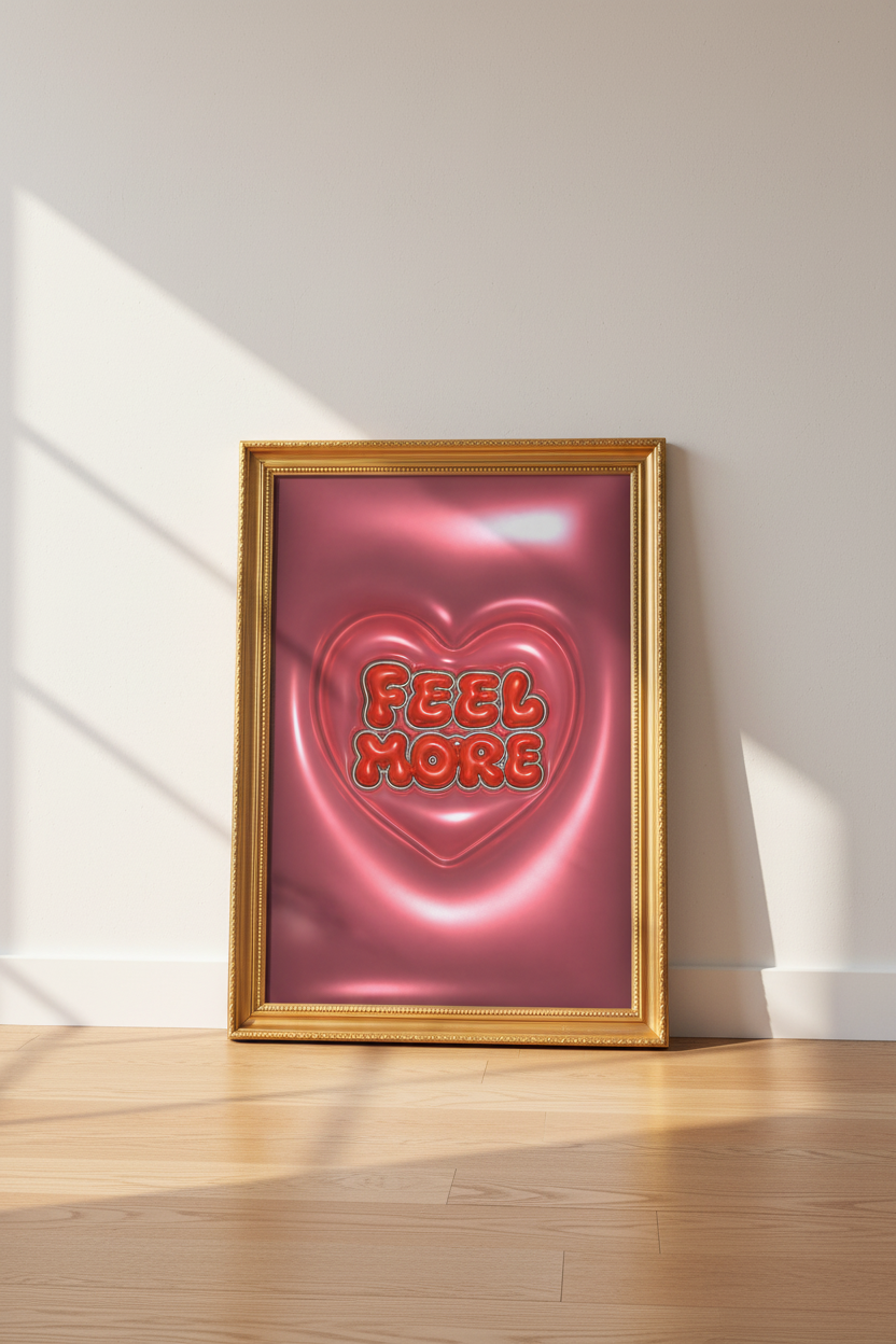 retro heart poster | glossy red, bedroom decor