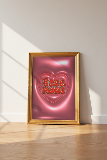 retro heart poster | glossy red, bedroom decor