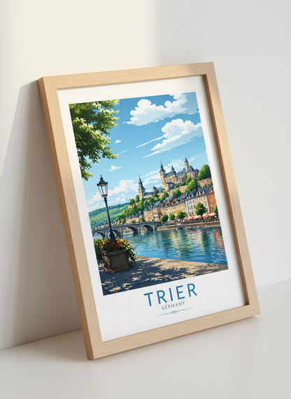 Trier Germany Travel Poster | Vintage Style Cityscape, Living Room Wall Art