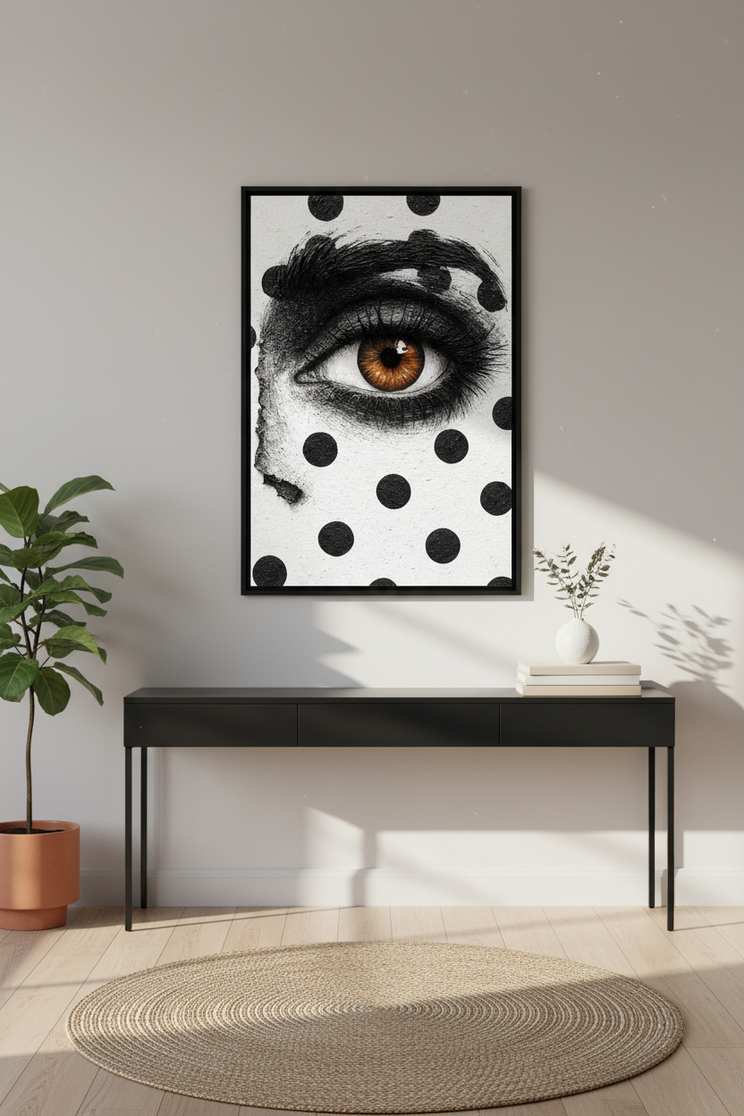 Abstract Eye Wall Art Print | Modern Office Decor | Polka Dot Framed Poster | Aesthetic Home Wall Art | Bedroom Art