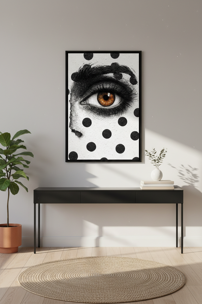 Abstract Eye Wall Art Print | Modern Office Decor | Polka Dot Framed Poster | Aesthetic Home Wall Art | Bedroom Art